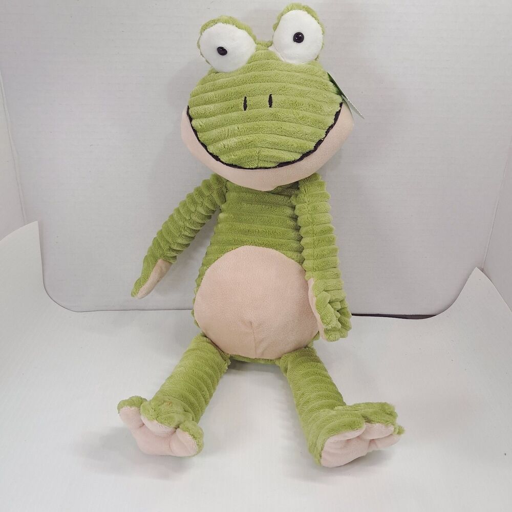New Walgreens Frog Plush Green Happy Go Fluffy Floppy derpy Corduroy ribbed
